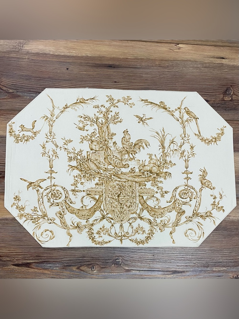 4 Williams-Sonoma Cotton Placemats Beige Gold French Country Toile Cotton Italy - Picture 2 of 9
